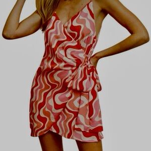 Dress Forum Pink and Red Wave Mini Dress